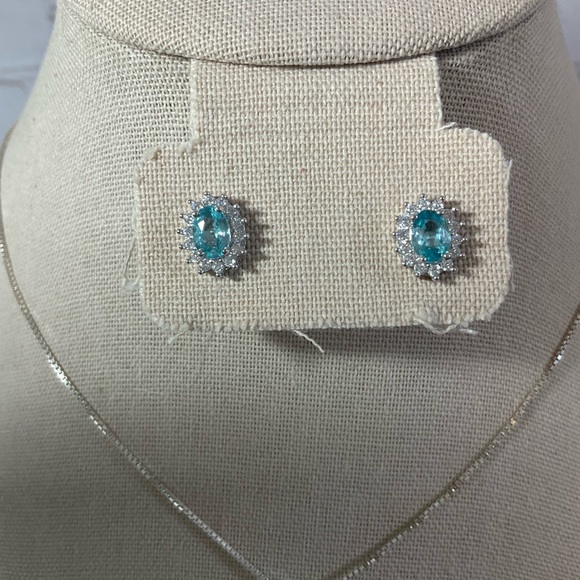 Real Blue Topaz Pendant, Ring, Earrings on 925 Sterling Silver - Picture 3 of 11